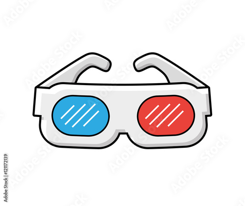 3d cinema glasses vector icon isolated.