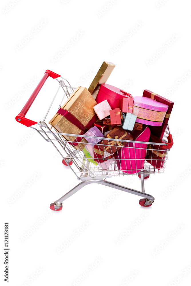 Shopping cart trolley isolated on the white background