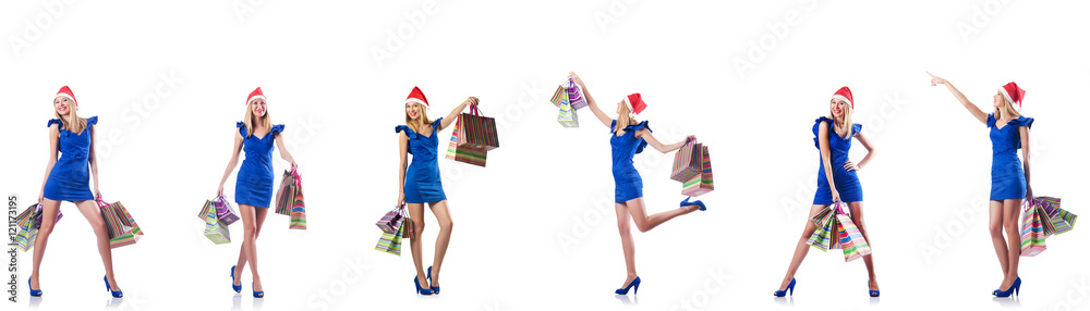 Woman with shopping bags isolated on white Woman with shopping bags isolated on white