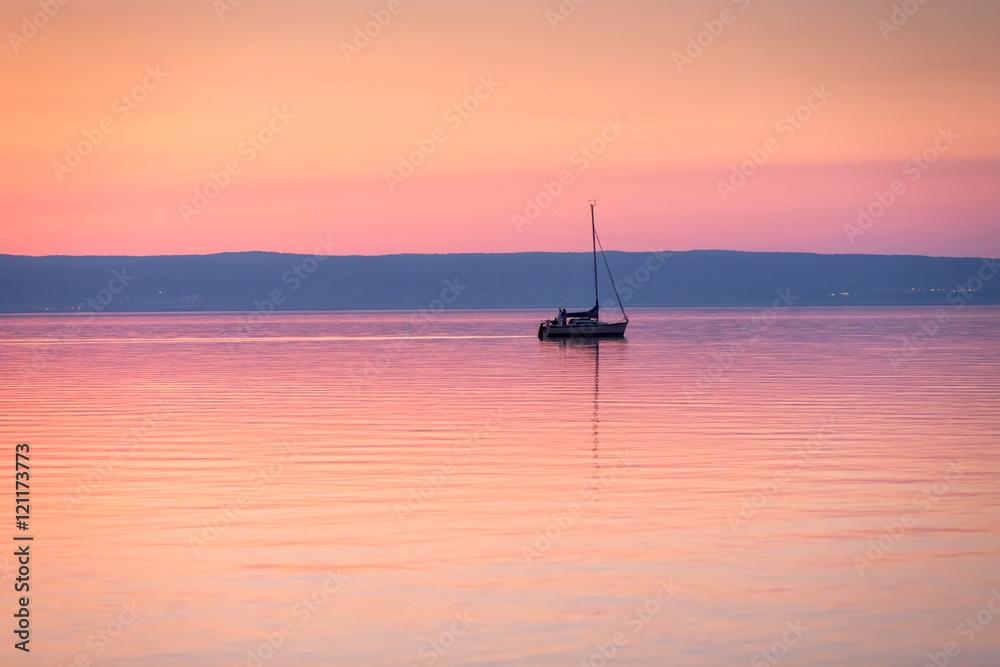 Lake Neusiedler See after sunset, Burgenland, Austria Lake Neusiedler See after sunset, Burgenland, Austria