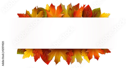 Banner mit bunten Herbstblättern - Vorlage