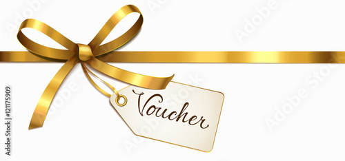  golden bow with label - voucher 