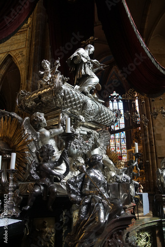 Baroque silver tomb of St John of Nepomuk photo