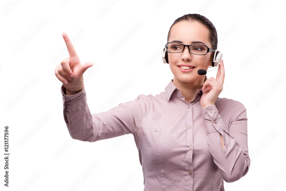 Helpdesk operator isolated on the white background Helpdesk operator isolated on the white background