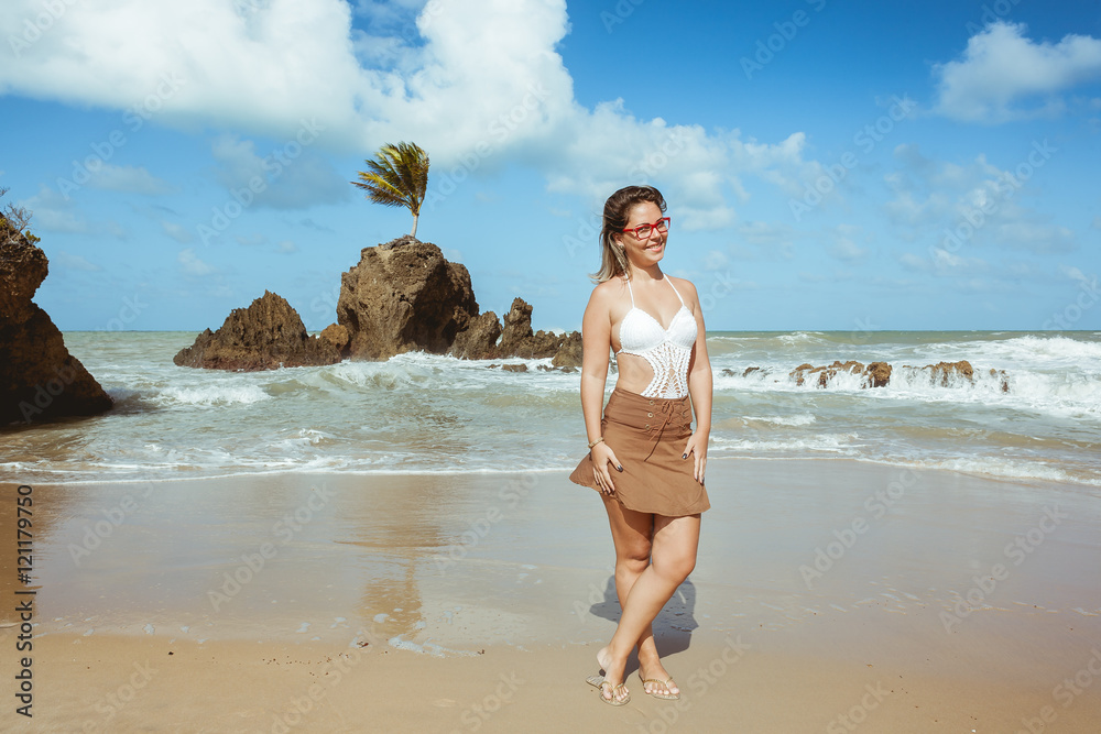 Woman In Tambaba Beach In Brazil Known For Allowing The Practic Of Woman In Tambaba Beach In Brazil Known For Allowing The Practic Of