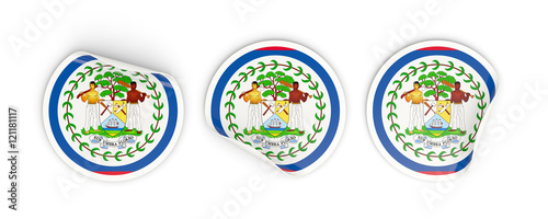 Flag of belize, round labels