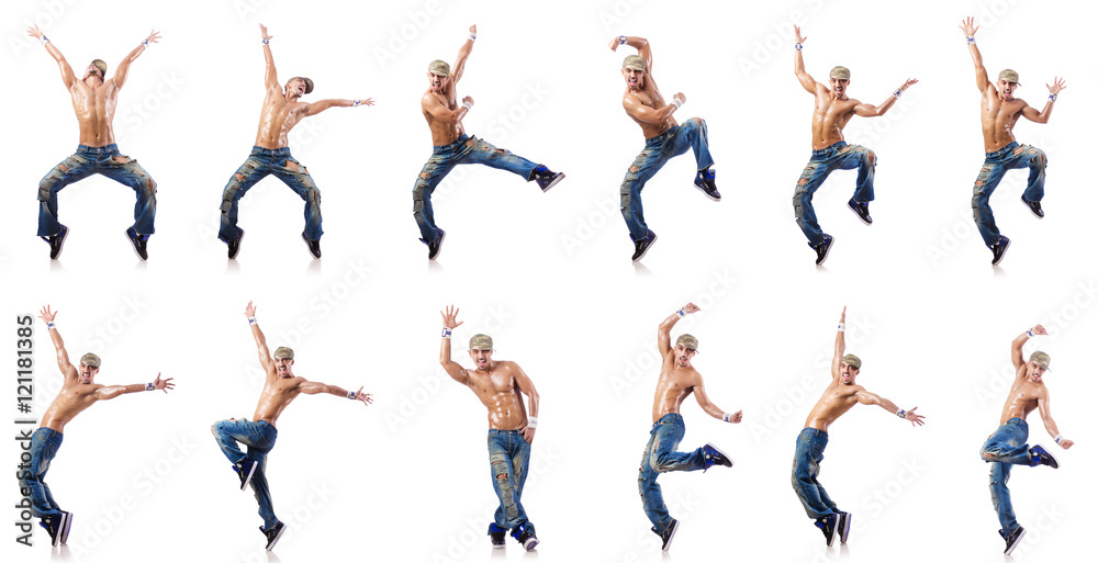 Dancer dancing dances isolated on white Dancer dancing dances isolated on white