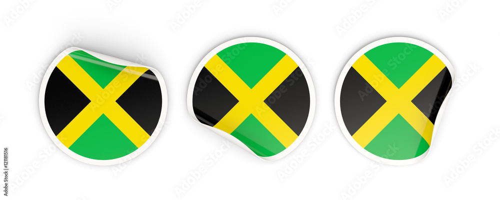 Flag of jamaica, round labels