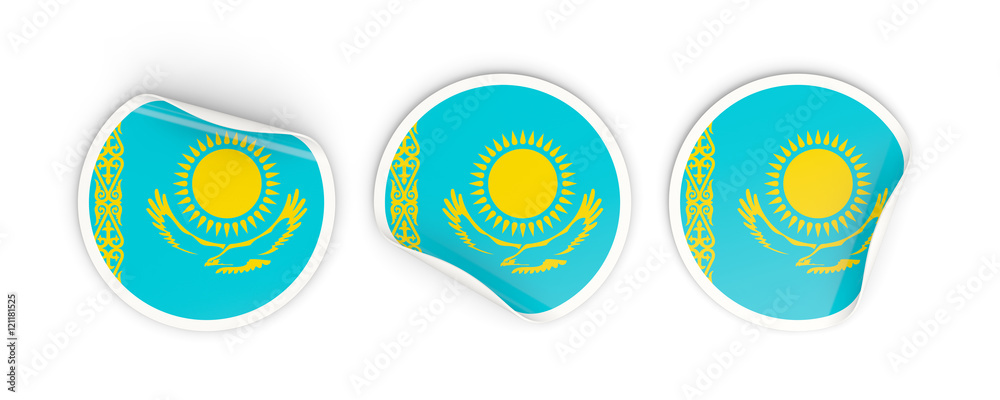 Flag of kazakhstan, round labels
