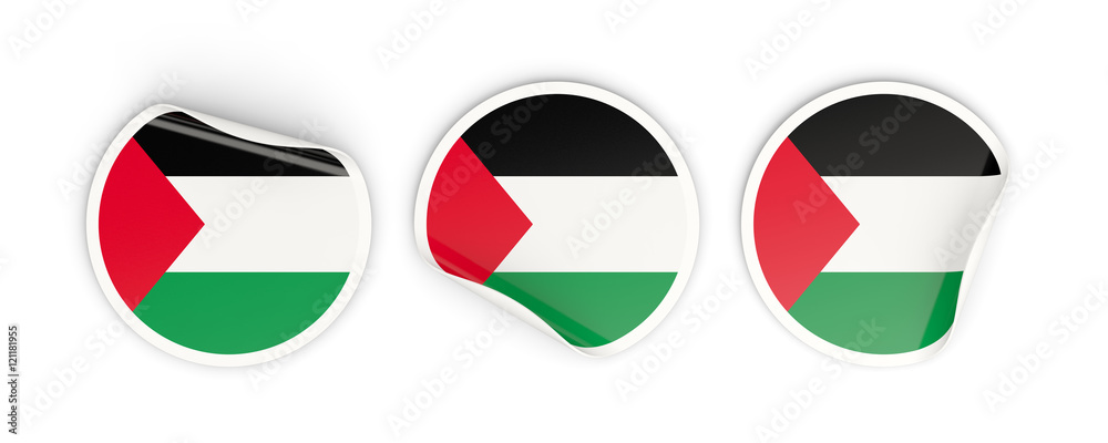 Flag of palestinian territory, round labels Flag of palestinian territory, round labels