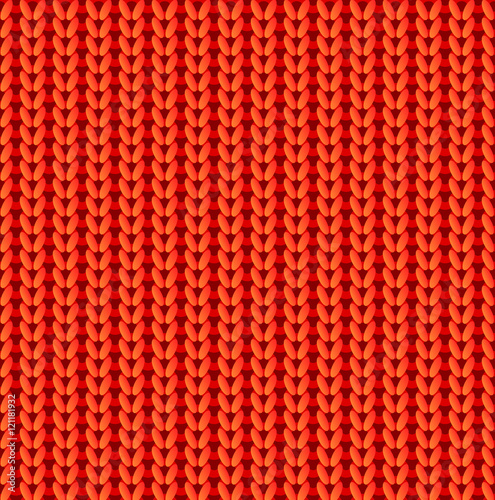 Red knitted vector seamless pattern