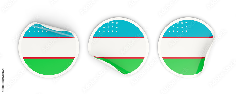 Flag of uzbekistan, round labels Flag of uzbekistan, round labels