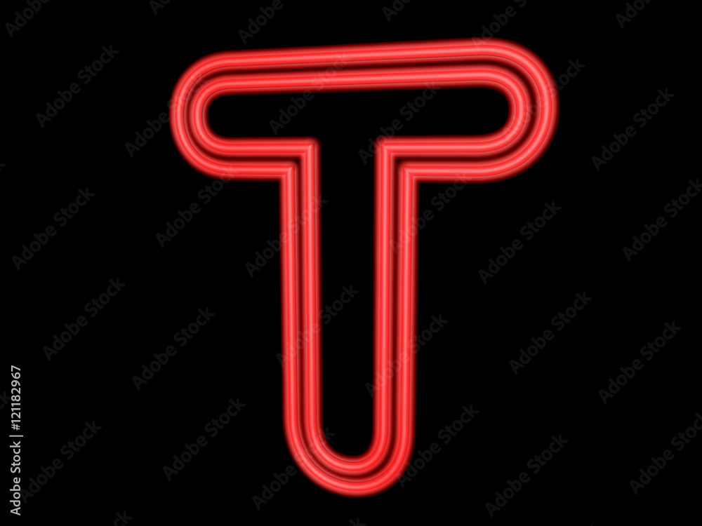 Neon letter T isolated on black, 3d illustration Neon letter T isolated on black, 3d illustration
