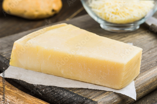 cut piece of Parmesan cheese