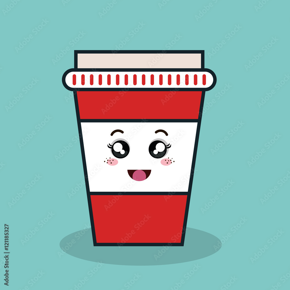 cartoon cup plastic facial expression isolated icon design, vector illustration  graphic 