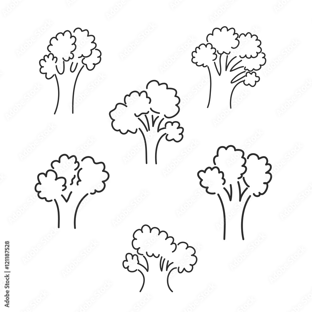 tree hand drawn set vector tree hand drawn set vector
