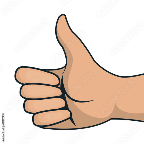 thumb up symbol line black gesture front design vector illustration eps 10