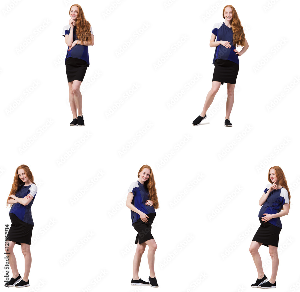 Pregnant woman in composite image isolated on white Pregnant woman in composite image isolated on white