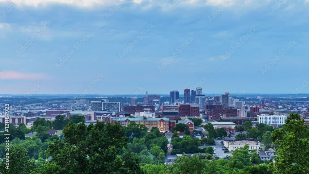 Birmingham, Alabama, USA downtown skyline time lapse. Birmingham, Alabama, USA downtown skyline time lapse.
