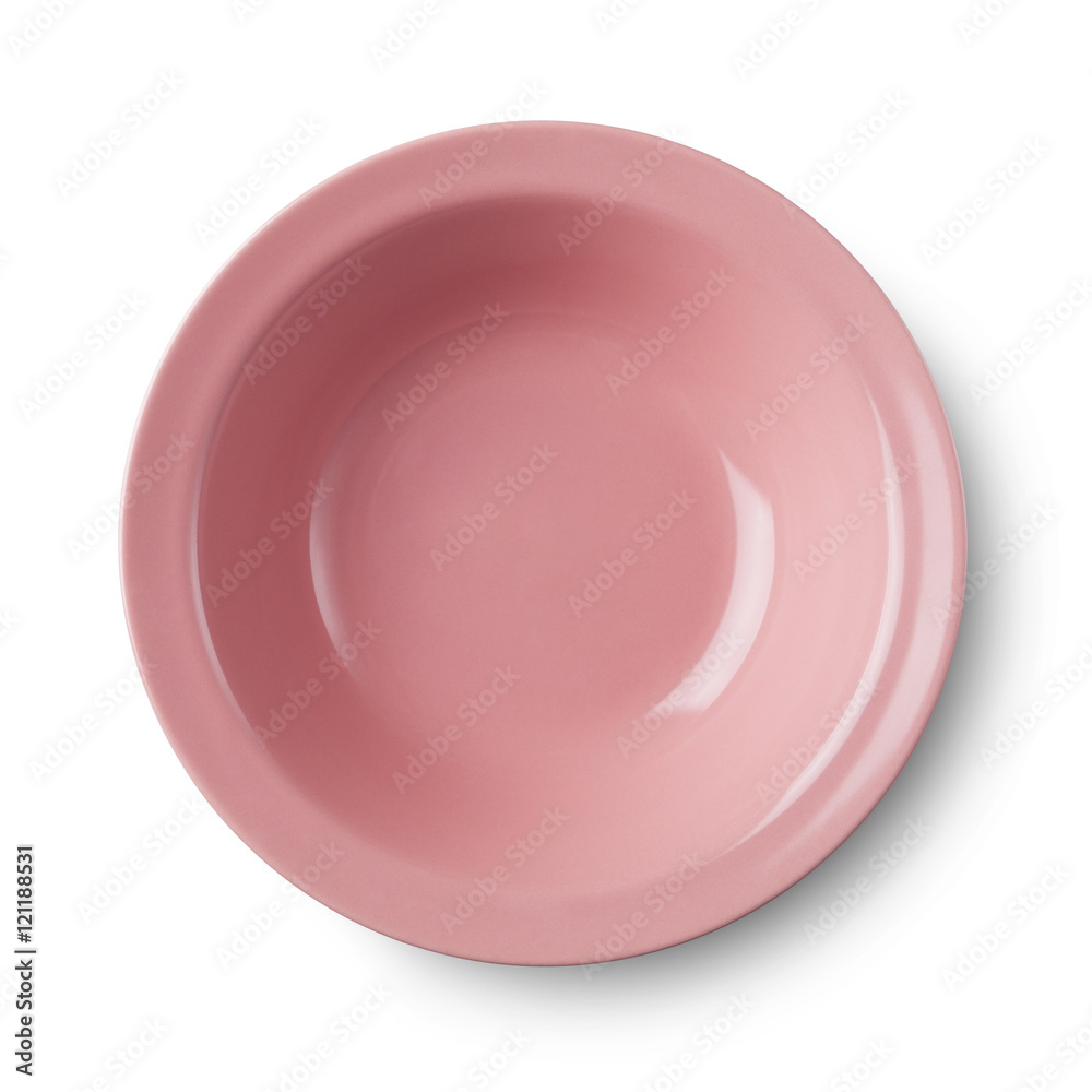 Empty pink plate on white background with clipping path Empty pink plate on white background with clipping path