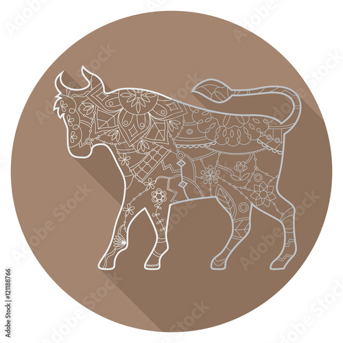 Flat icon of zodiac sign Taurus