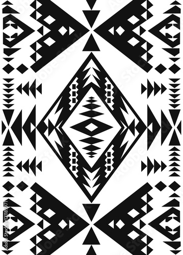 Ethnic Tribal pattern textures. Ornament for the design of clothing Vector Pattern Abstract geometric pattern. Native American Abstract pattern. Black and white colors