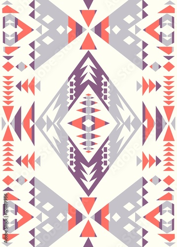 Ethnic Tribal pattern textures. Ornament for the design of clothing Vector Pattern Abstract geometric pattern. Native American Abstract pattern. Orange & Purple colors..