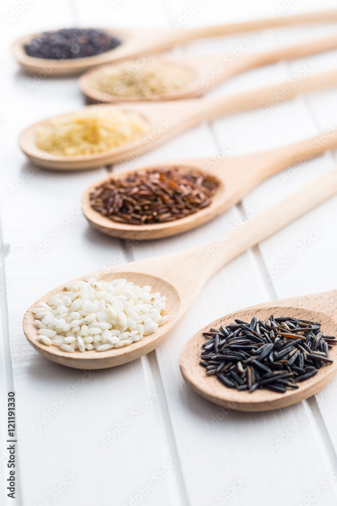 Different rice varieties.