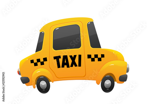 Wallpaper Mural little cartoon taxi car on a white background Torontodigital.ca