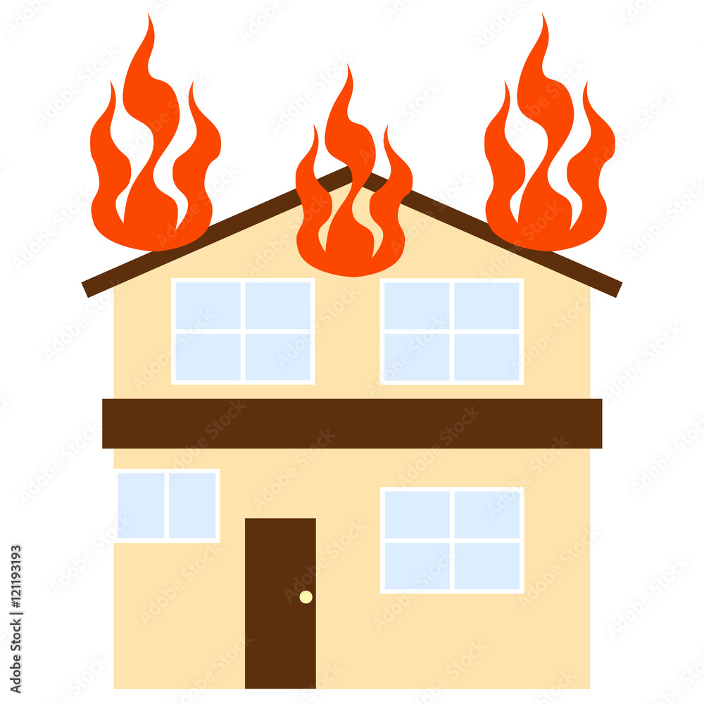 家の火事のイラスト Stock Illustration Adobe Stock