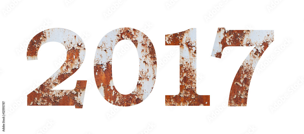 Fototapeta premium Numeral designation of the calendar year 2017, metal rusty