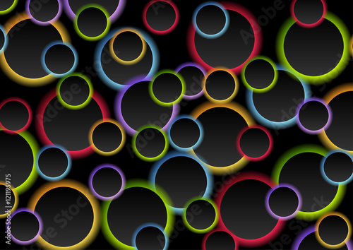 Colorful circles on black background