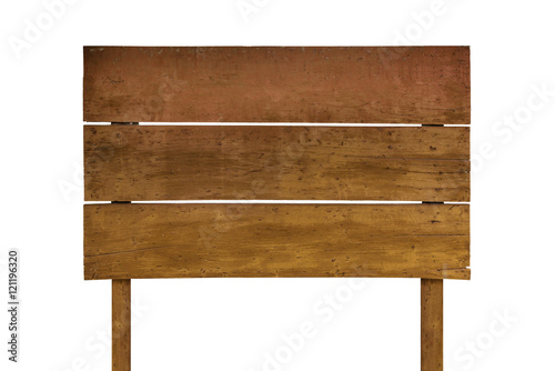 Wooden sign isolated on white. Wood old planks sign.