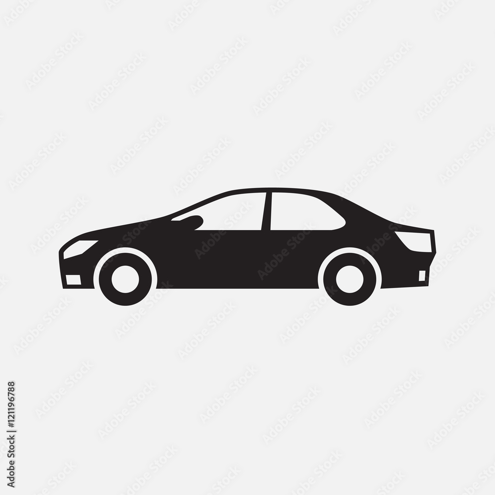 Car Icon, car silhouette. Isolated on white background, vector illustration EPS 10