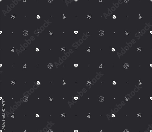 heart anchor seamless vector pattern