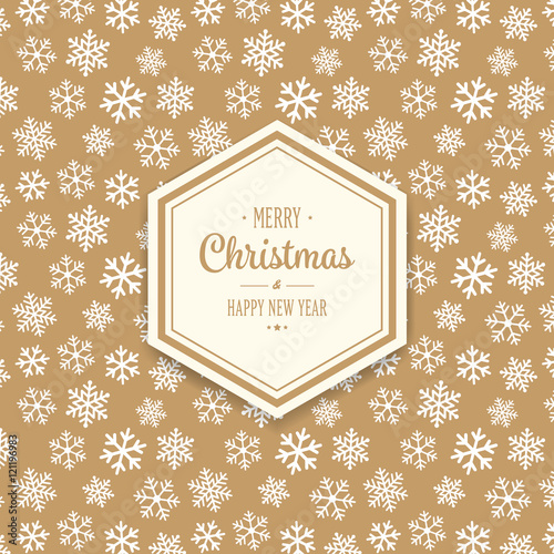 merry christmas snowflake pattern gold background
