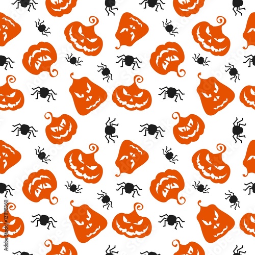 pattern pumpkin spiders black orange