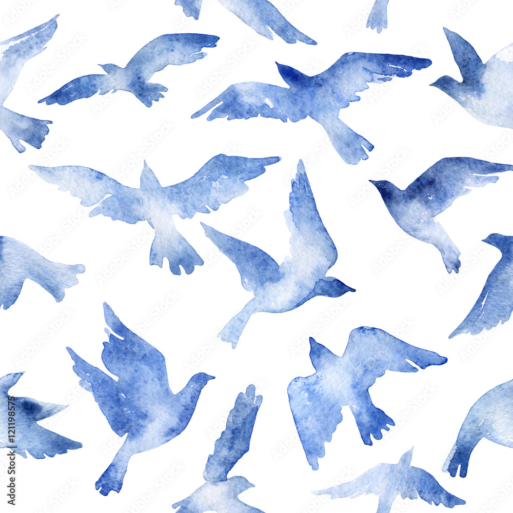 Obraz Abstrakcjonistyczny latający ptak ustawiający z akwareli teksturą odizolowywającą na białym tle.