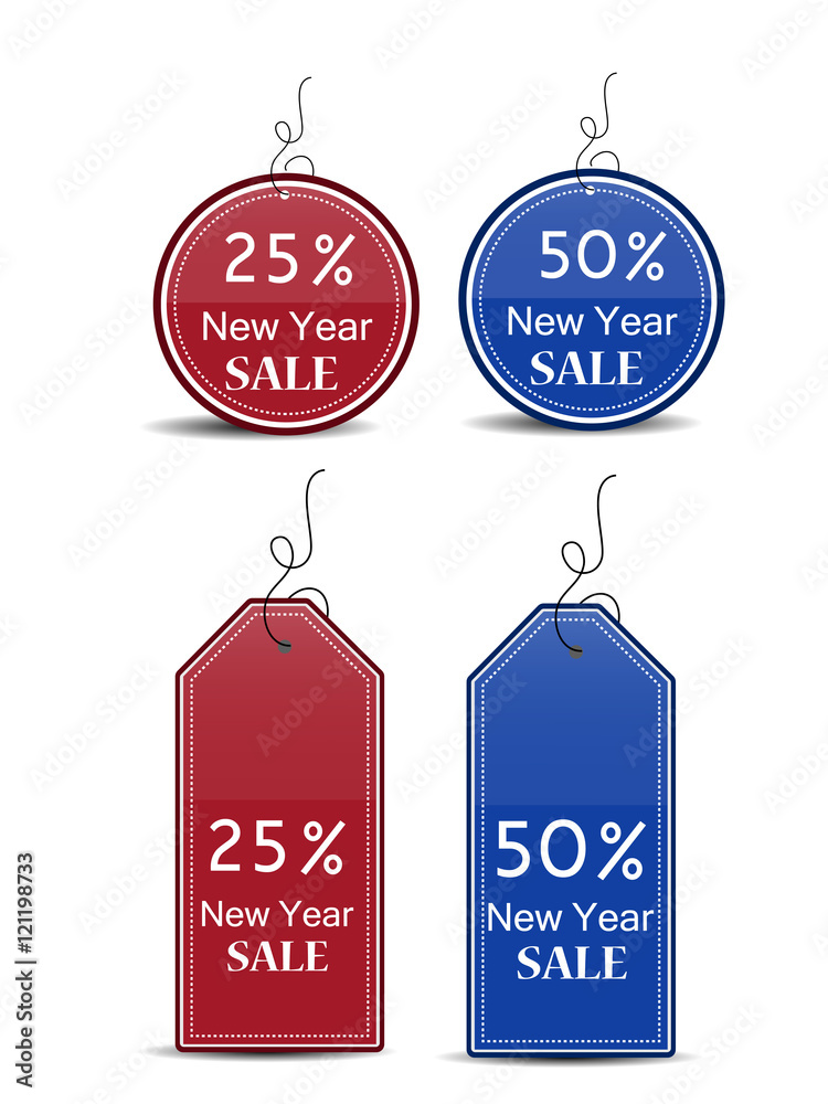 New Year sale tags background