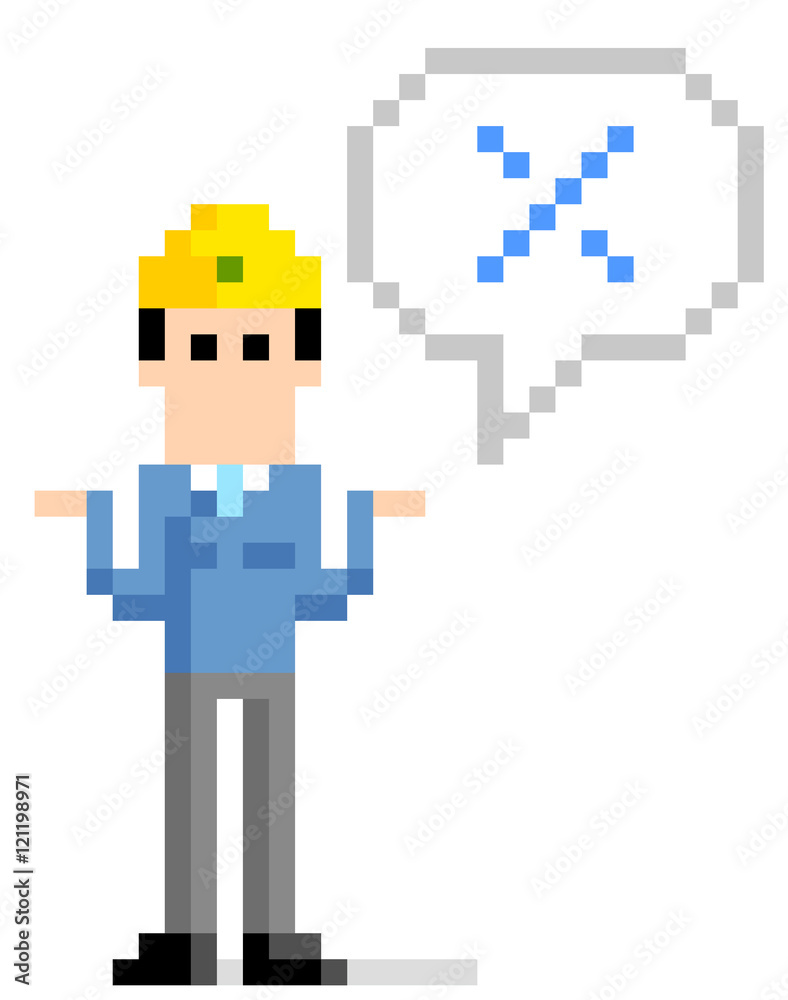 Obraz premium ピクセルイラスト：ビジネスマンの回答 
