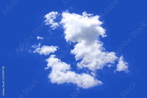 Cloud isolated on blue screen.