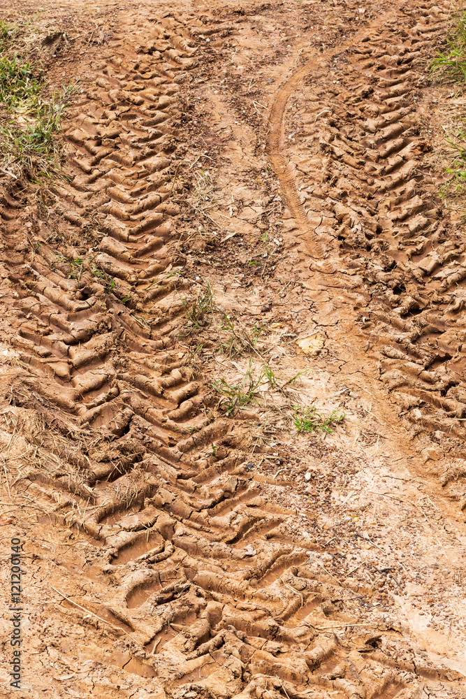 Tire tracks in dirt mud. Tire tracks in dirt mud.