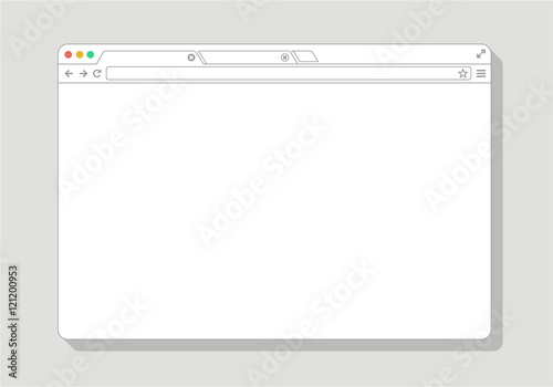 web Simple Browser window line drawing white, flat