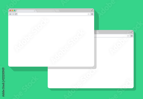 2 web simple set of Browser window white, green background, flat