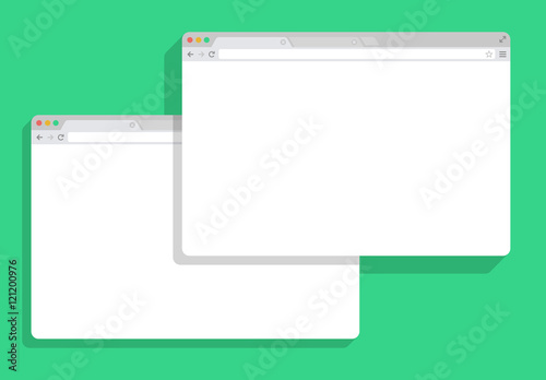 2 web simple set of Browser window white, green background, flat