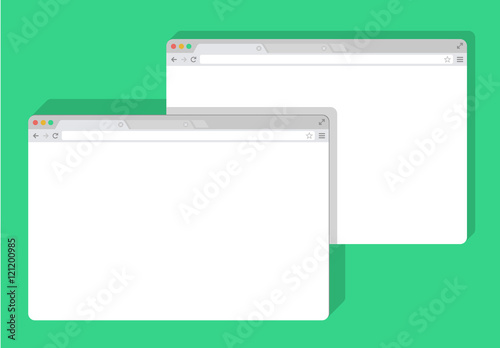 2 web simple set of Browser window white, green background, flat