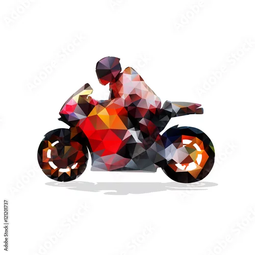 Naklejka na ścianę Motocykl, streszczenie geometryczne wektor sylwetka. Jazda motocyklem