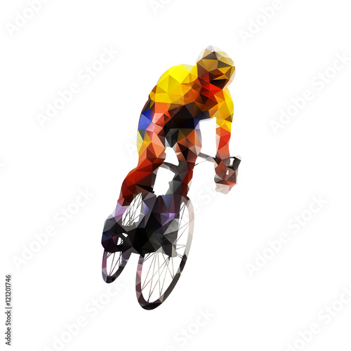 Cyclist, abstract polygonal vector illustration. Cycling, indivi