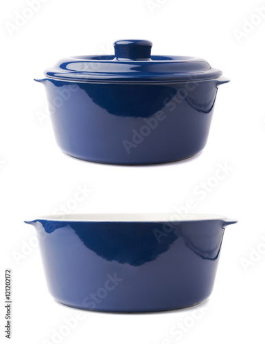 Ceramic pot pan isolated over white background
