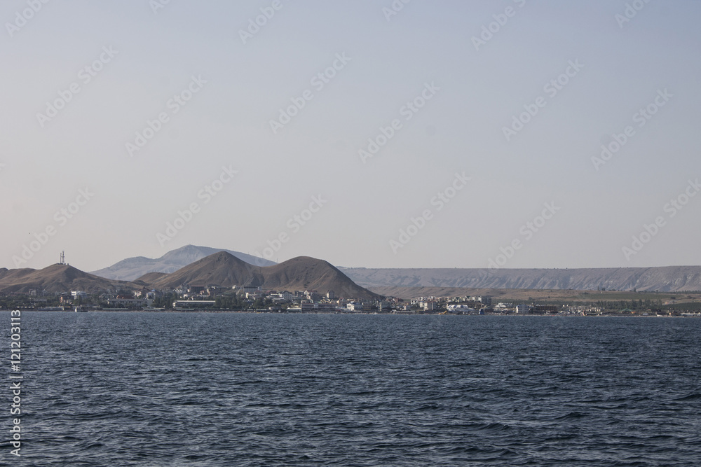 View from the sea to the township. Crimea View from the sea to the township. Crimea